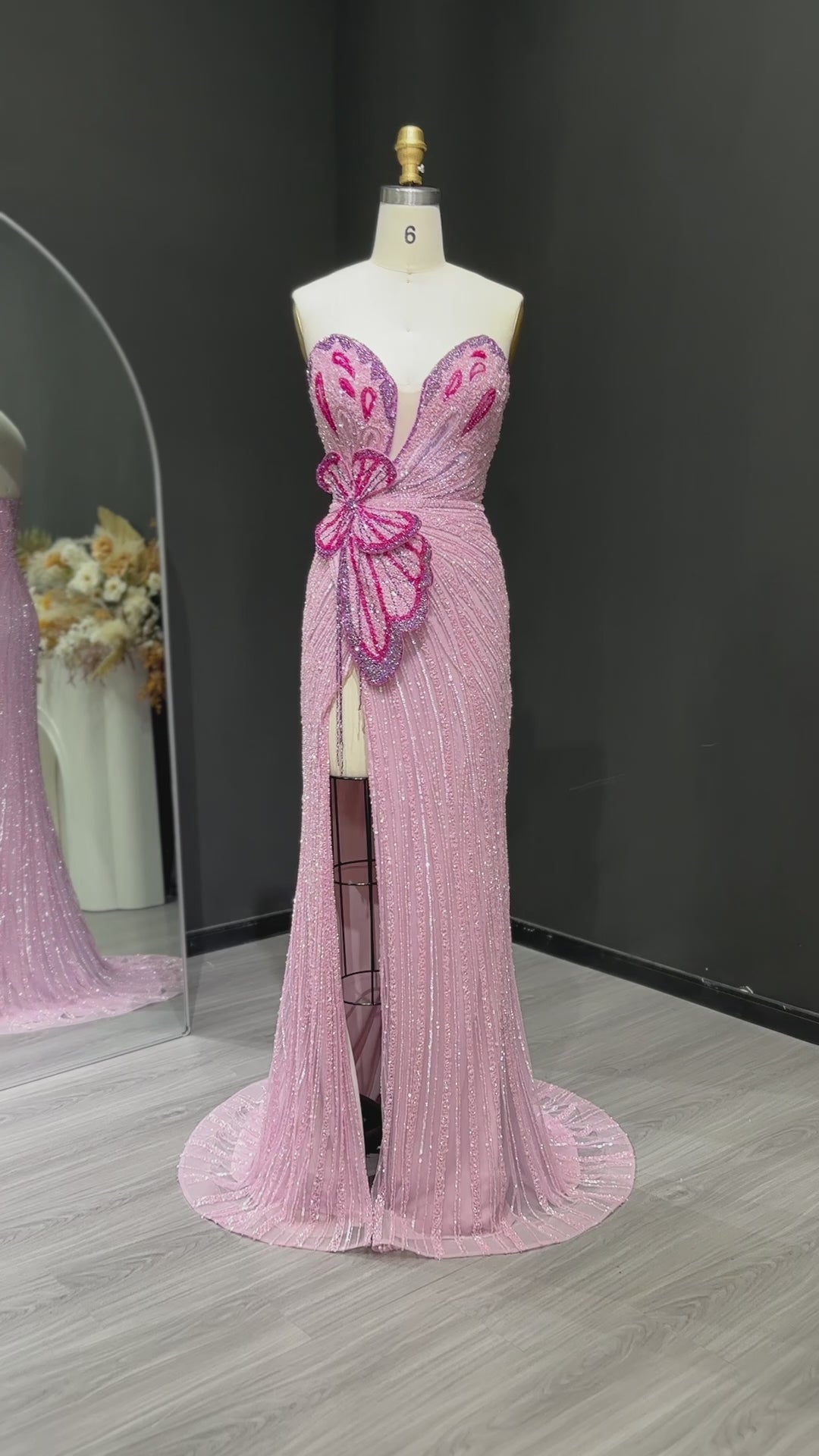Luxury Beaded Sweetheart Pink Evening Dress SS267