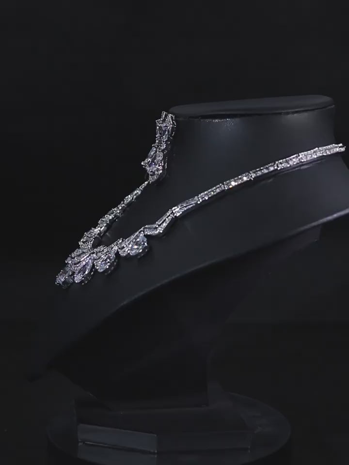 Luxury Teardrop Zircon Necklace and Earring Set JW046-5
