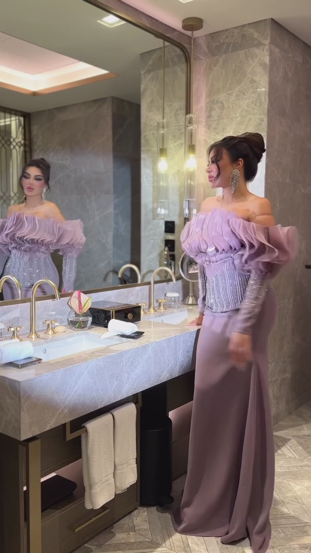 Elegant Off the Shoulder Lilac Evening Dress XD006-4