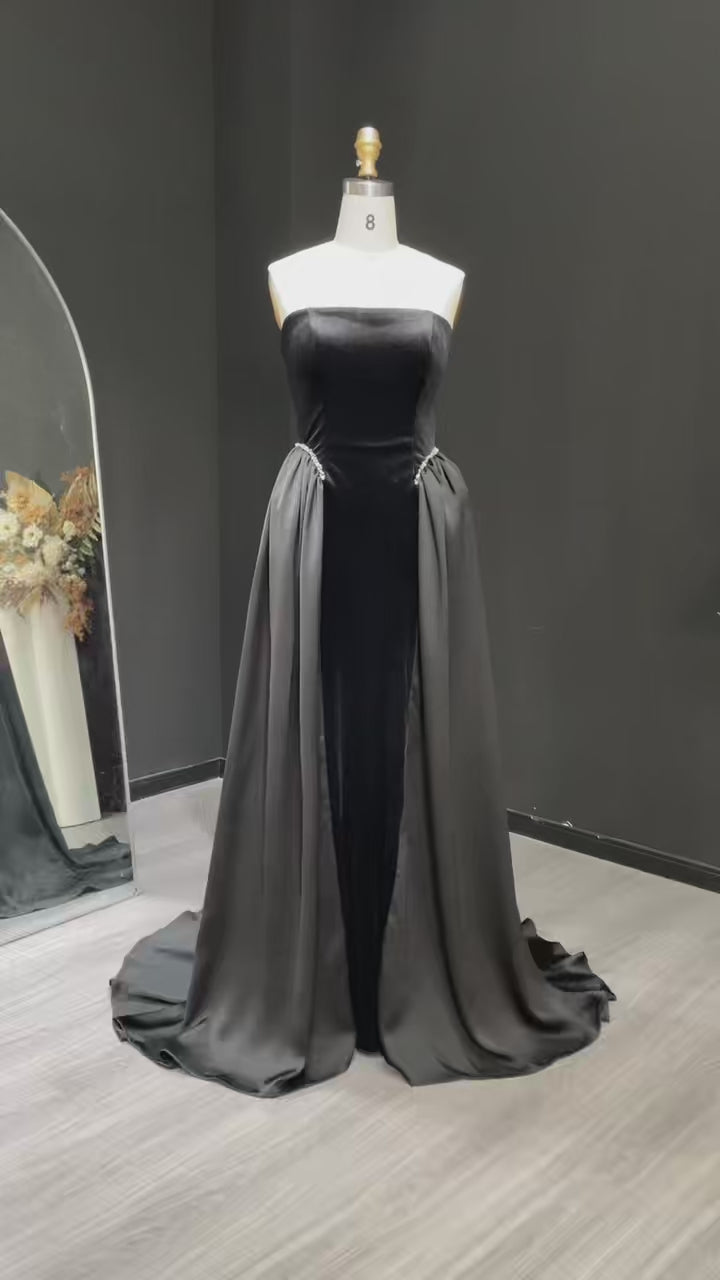 Elegant Black Strapless Evening Dress SF534-3