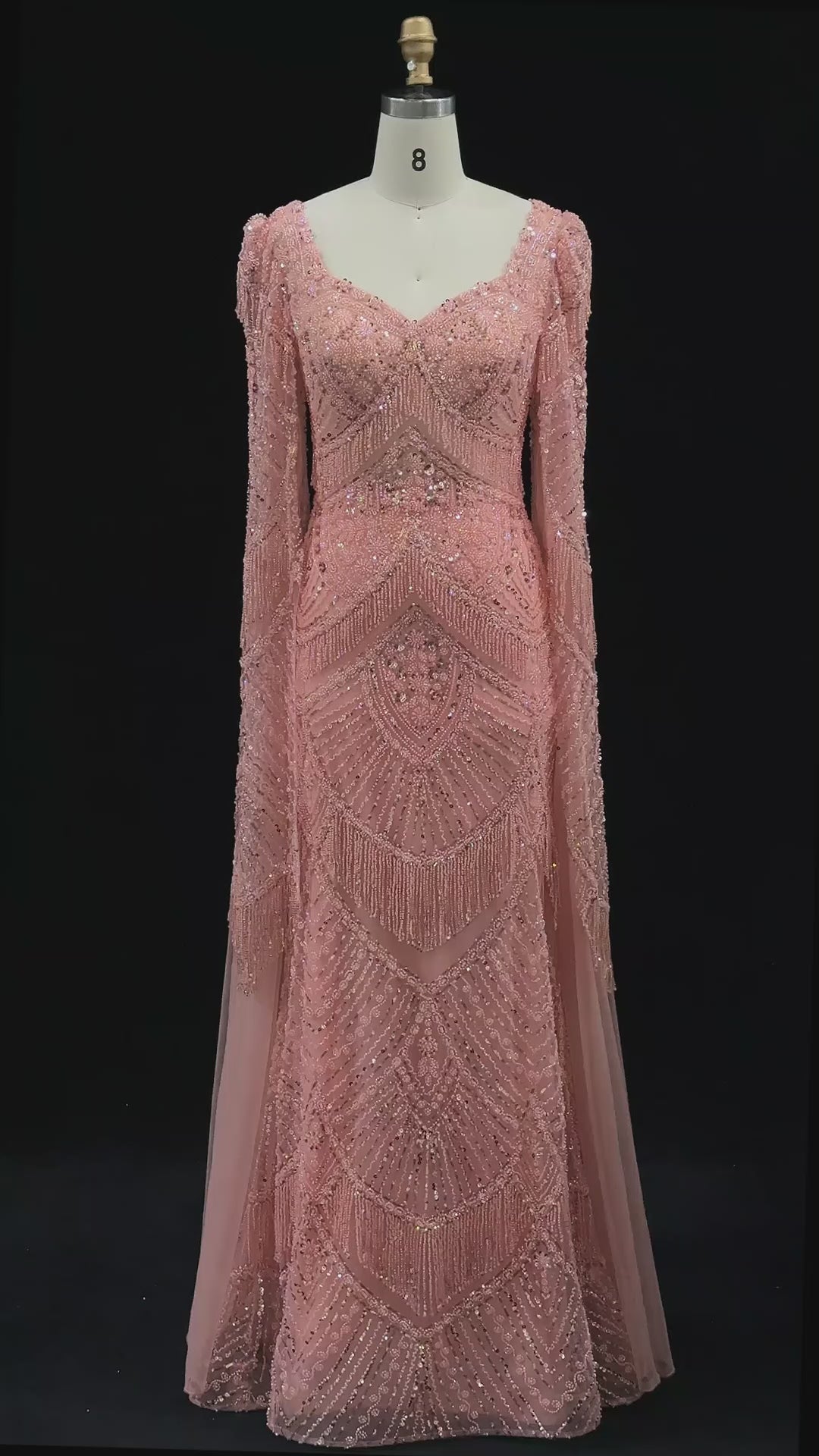 Peach Sequin Mermaid Formal Evening Gown Dress SS015-12