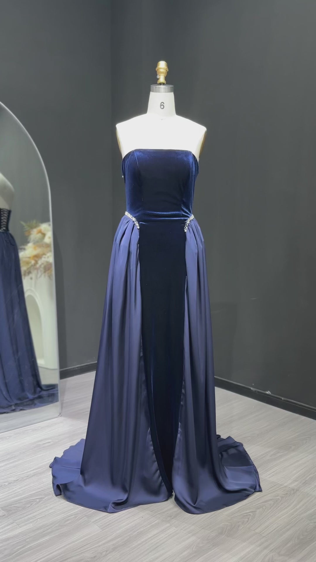 Elegant Black Strapless Evening Dress SF534-4