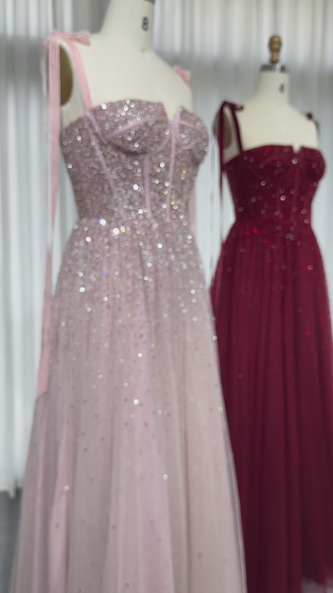 Luxury Beaded Red Evening Dresses with Straps SS263-16