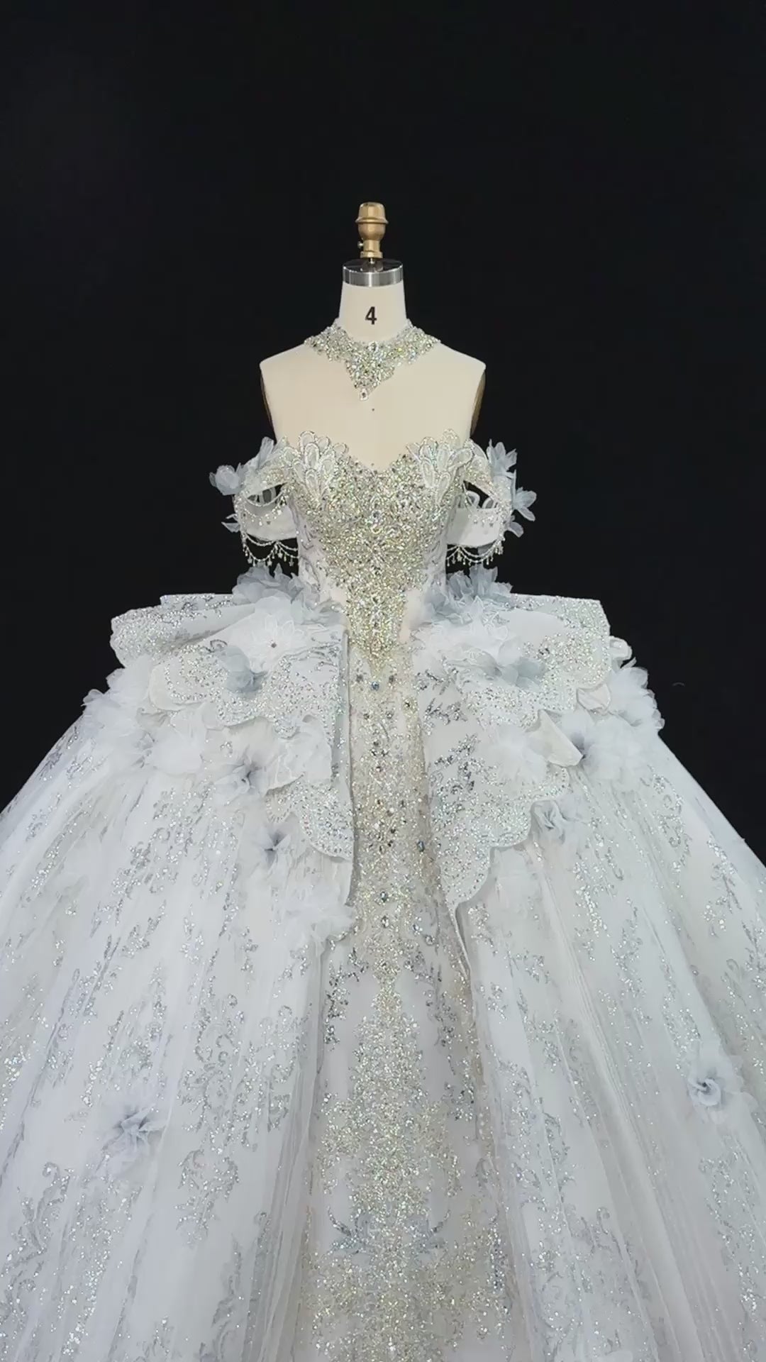 Blue Beaded Floral Crystal Wedding Dress SW610-20
