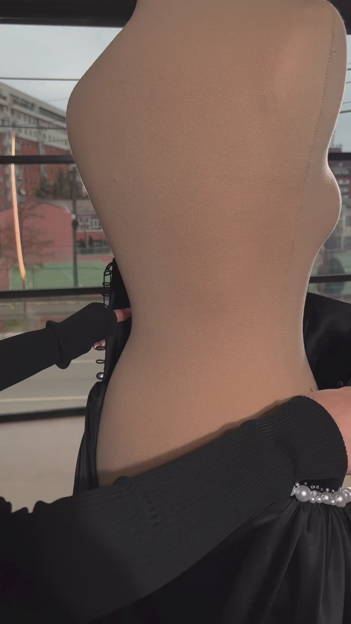 Elegant Black Strapless Evening Dress SF534-5