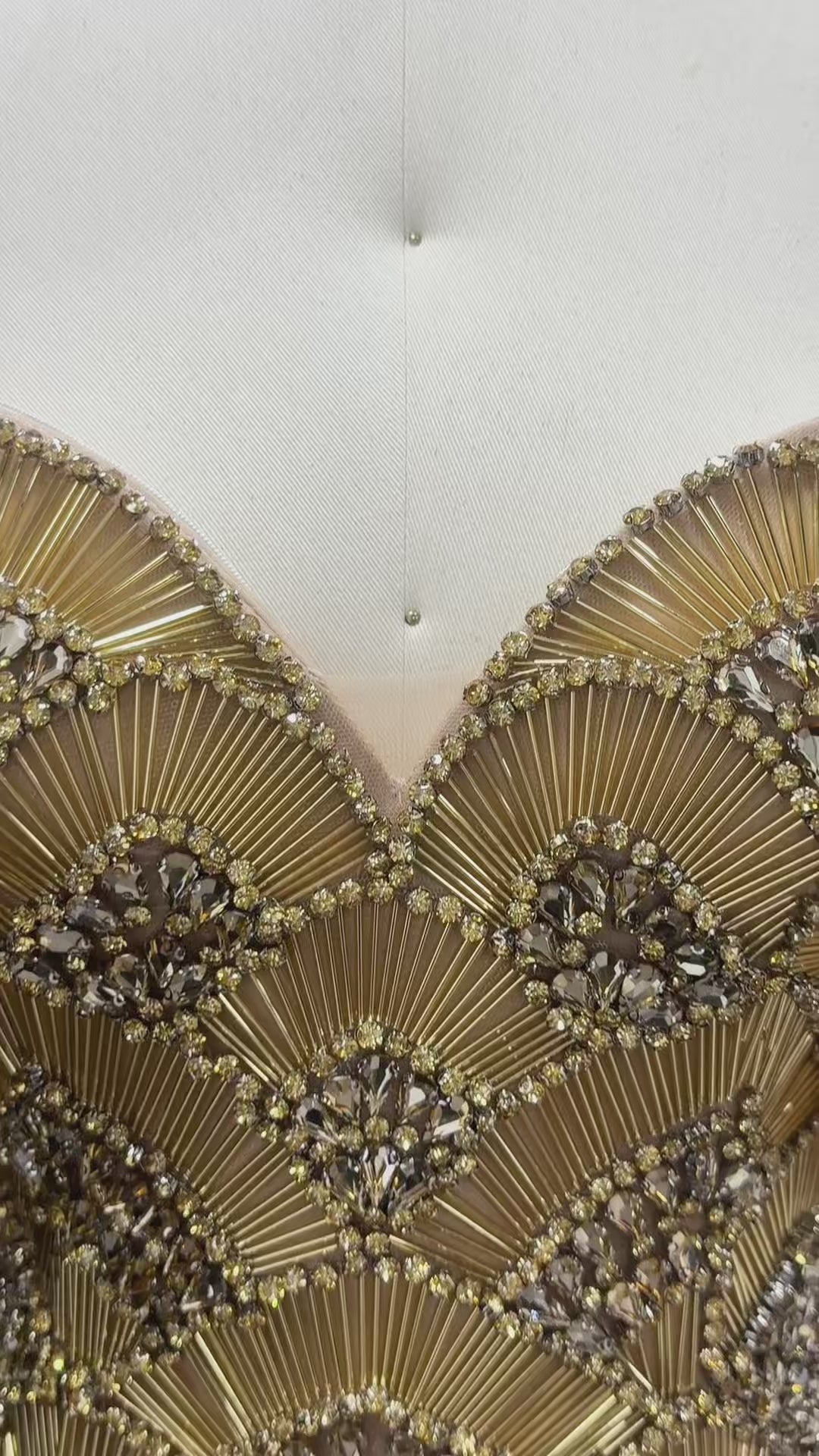 Gold Beaded Fringe Off Shoulder Evening Dress-8