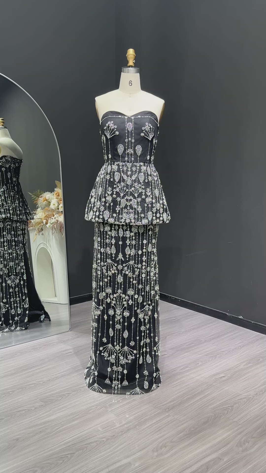 Chic Black Two Pieces Evening Dress for Women Wedding Party SS635-10