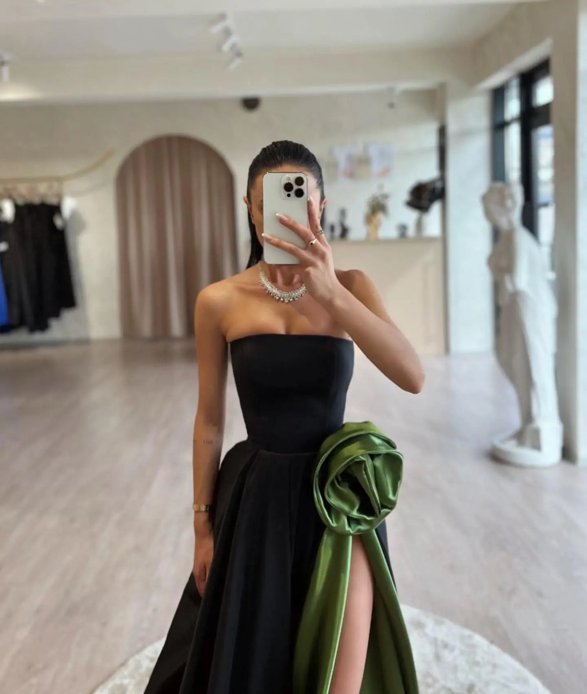 Elegant Black Strapless 3D Flower Evening Dress SF099 - SHARONSAID Elegant Black Strapless 3D Flower Evening Dress SF099 - SHARONSAID