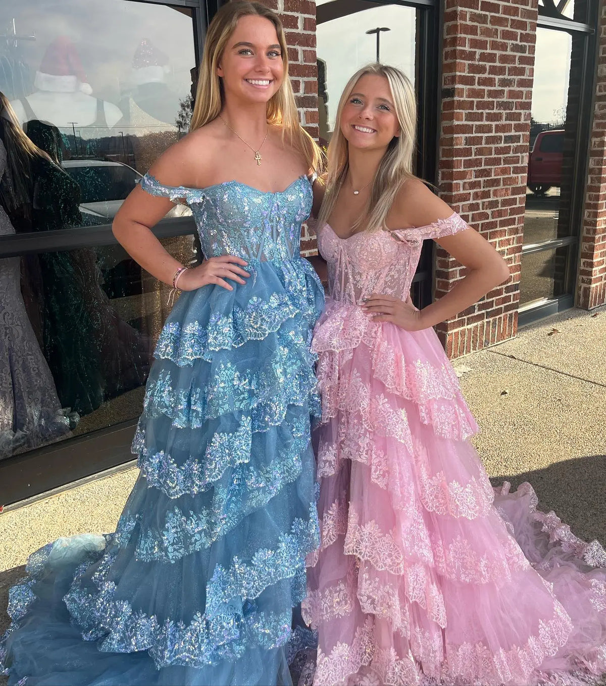 Stylish Black Ruffles Off shoulder Prom Dress with High Slit SH150 