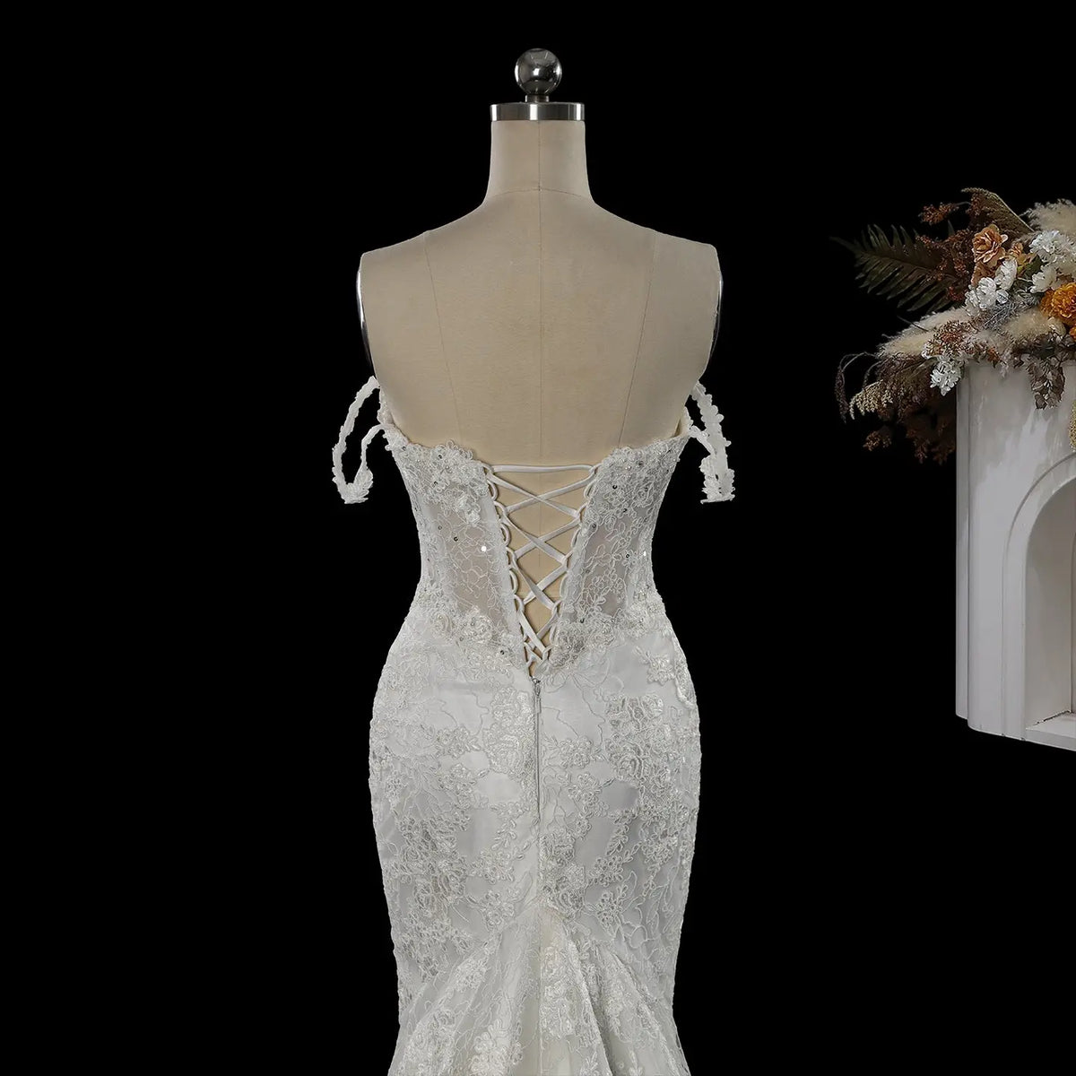 White Off Shoulder Mermaid Wedding Dress SW758-12