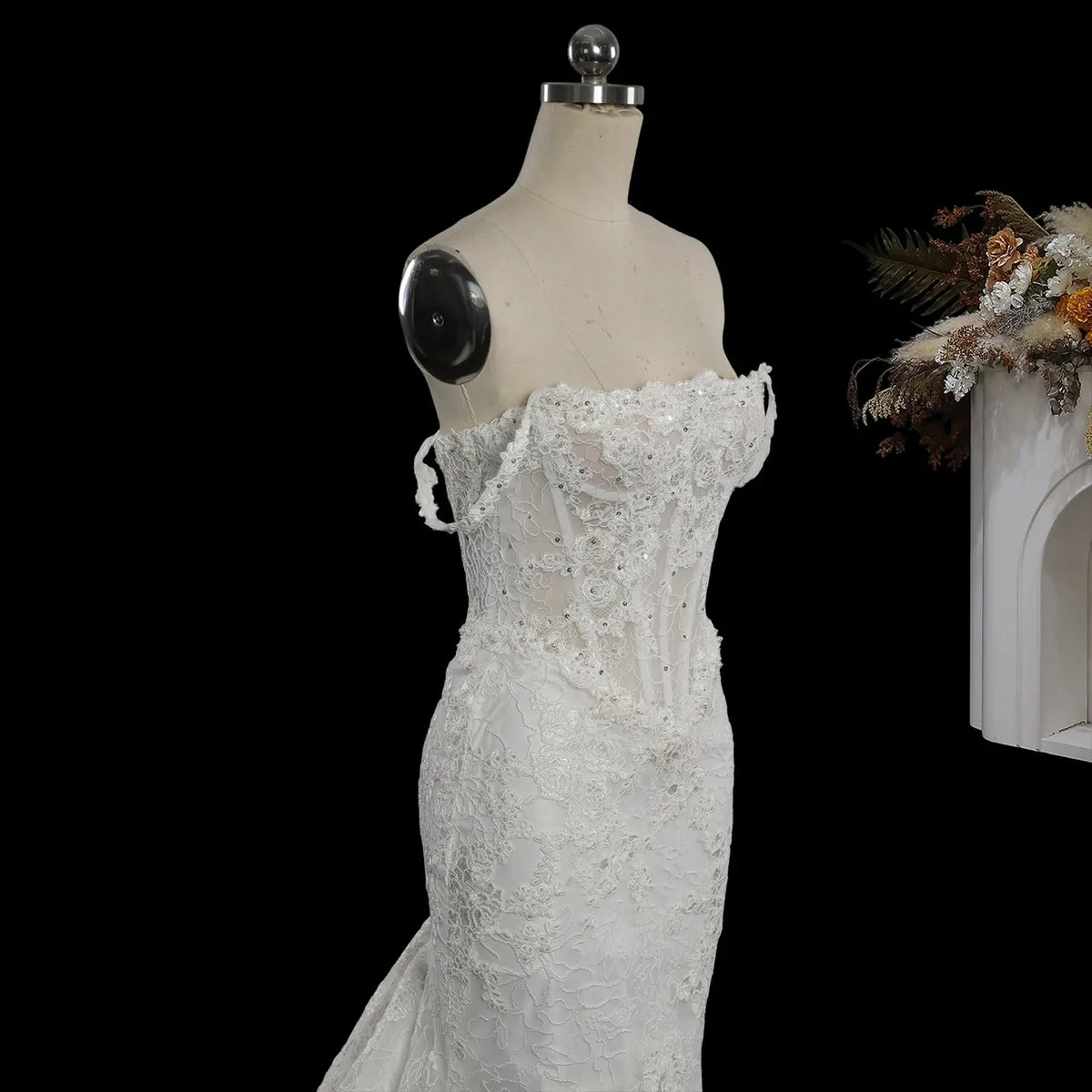 White Off Shoulder Mermaid Wedding Dress SW758-5