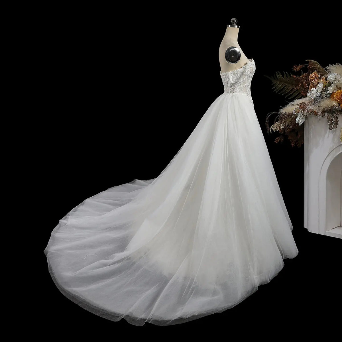 White Off Shoulder Mermaid Wedding Dress SW758-11