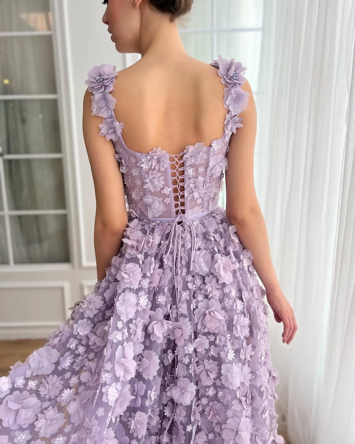lilac embroidered dress Lilac Floral Embroidered Midi Dress - All Dresses