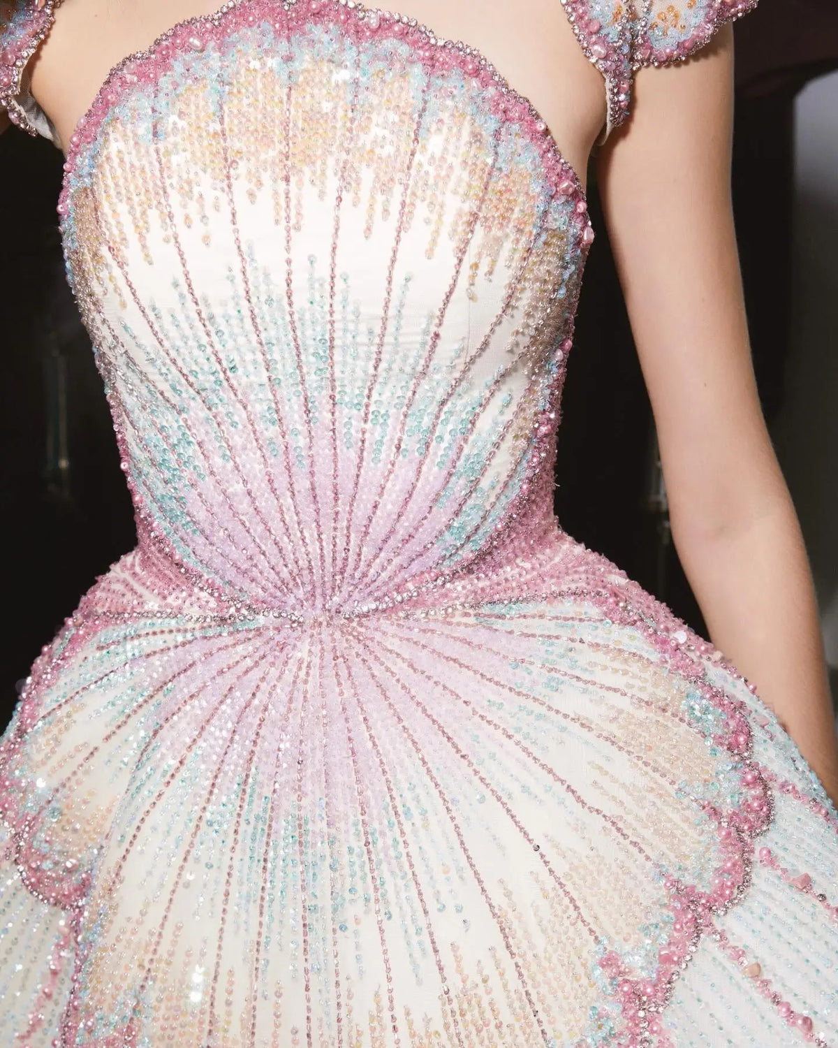 Luxury Ombre Beaded Shell Ball Gown Evening Dress with Cap SS296 SHARONSAID Luxury Ombre Beaded Shell Ball Gown Evening Dress with Cap SS296 SHARONSAID