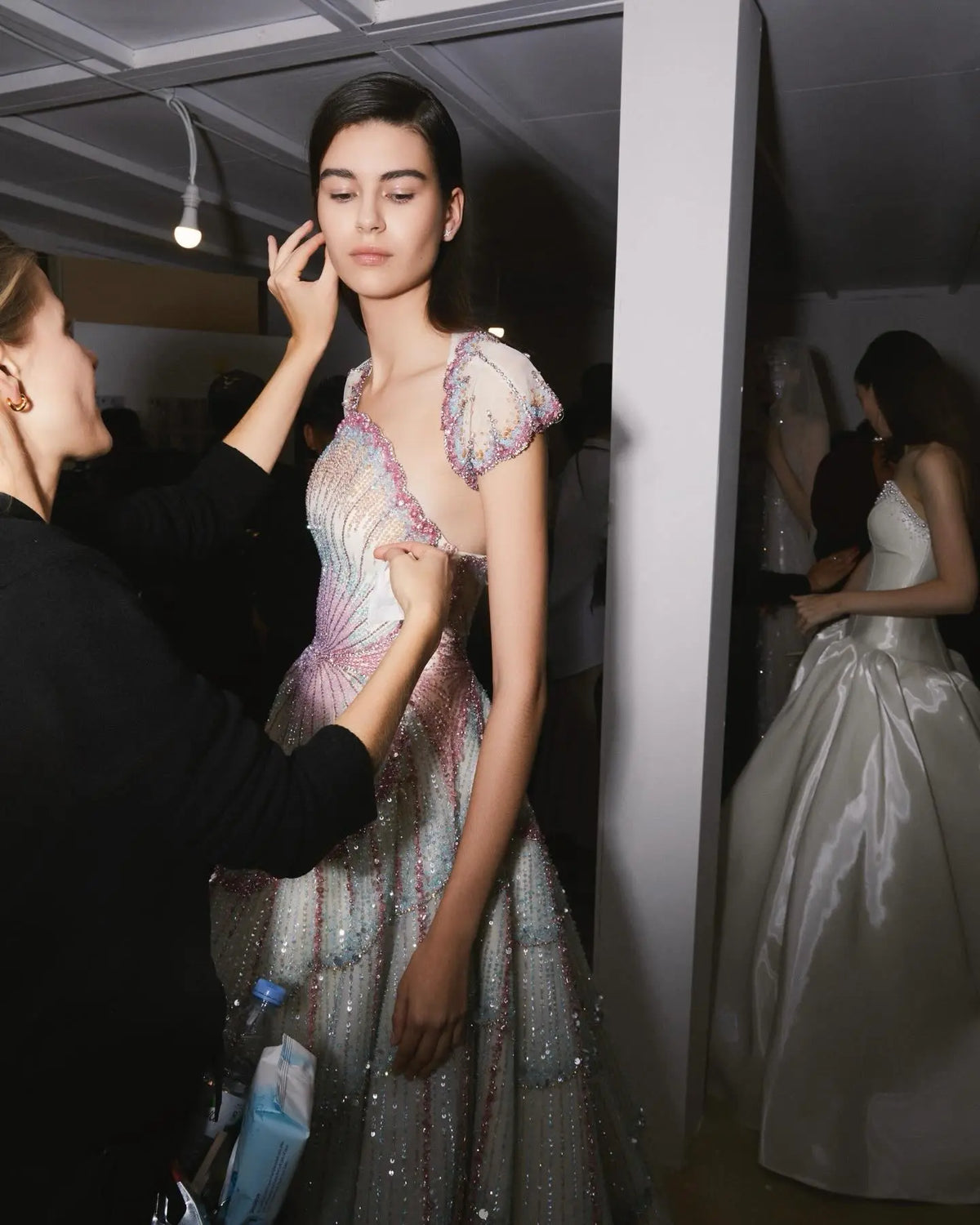 Luxury Ombre Beaded Shell Ball Gown Evening Dress with Cap SS296   SHARONSAID