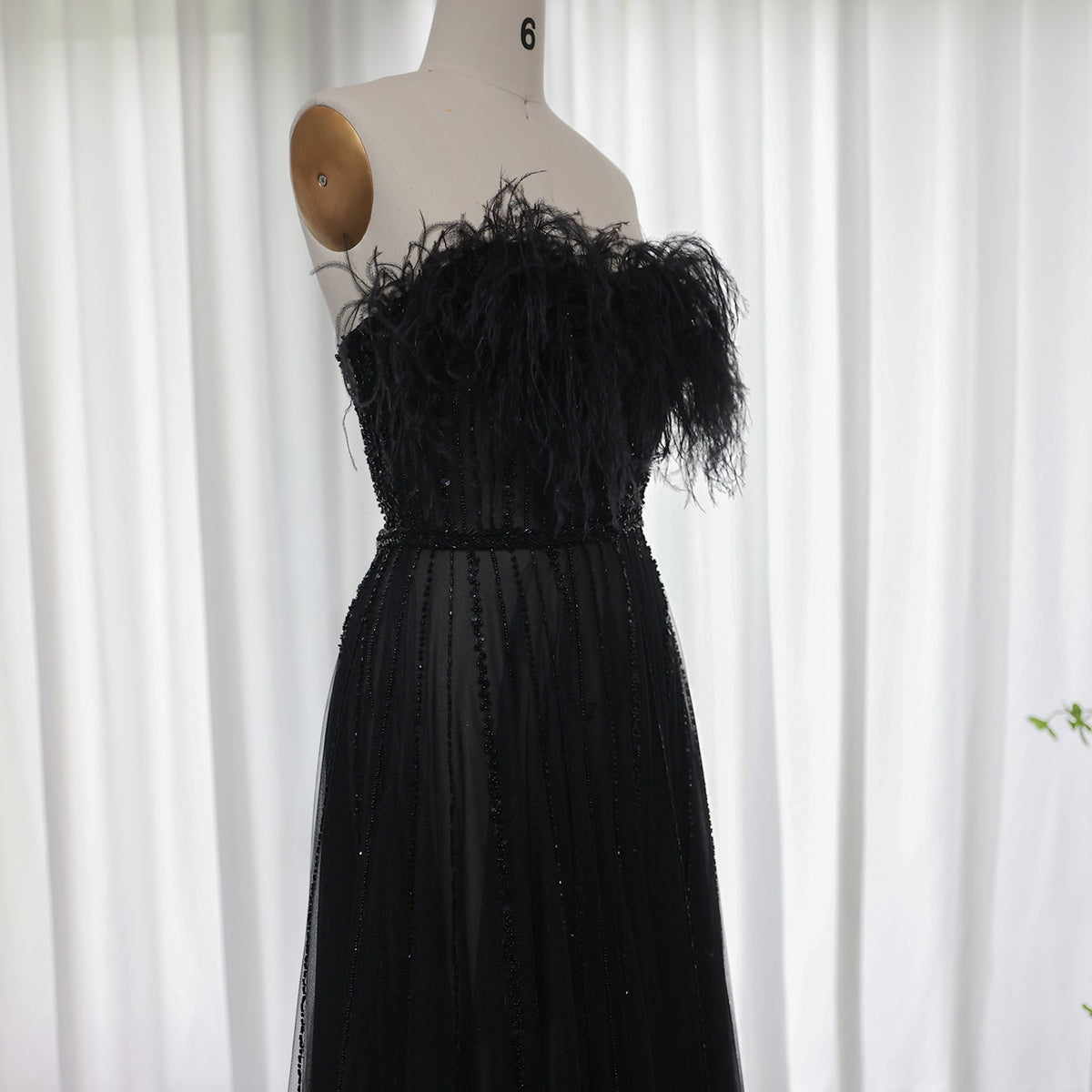 Dreamy Vow Luxury Dubai Black Feathers Evening Dresses for Women Wedding Party Elegant Long Pink Arabic Formal Prom Dress 401
