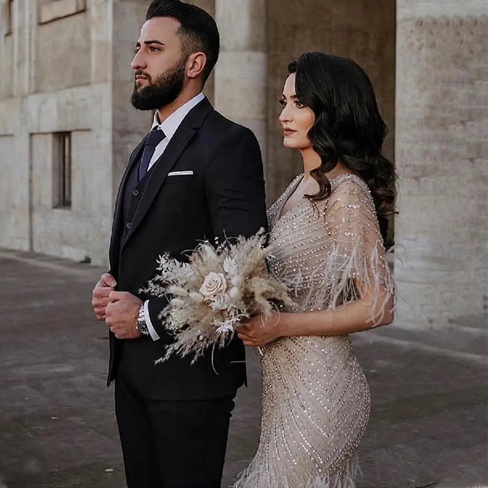 Final Sale Luxury Feathers Mermaid Evening Dress SS210 Final Sale Luxury Feathers Mermaid Evening Dress SS210