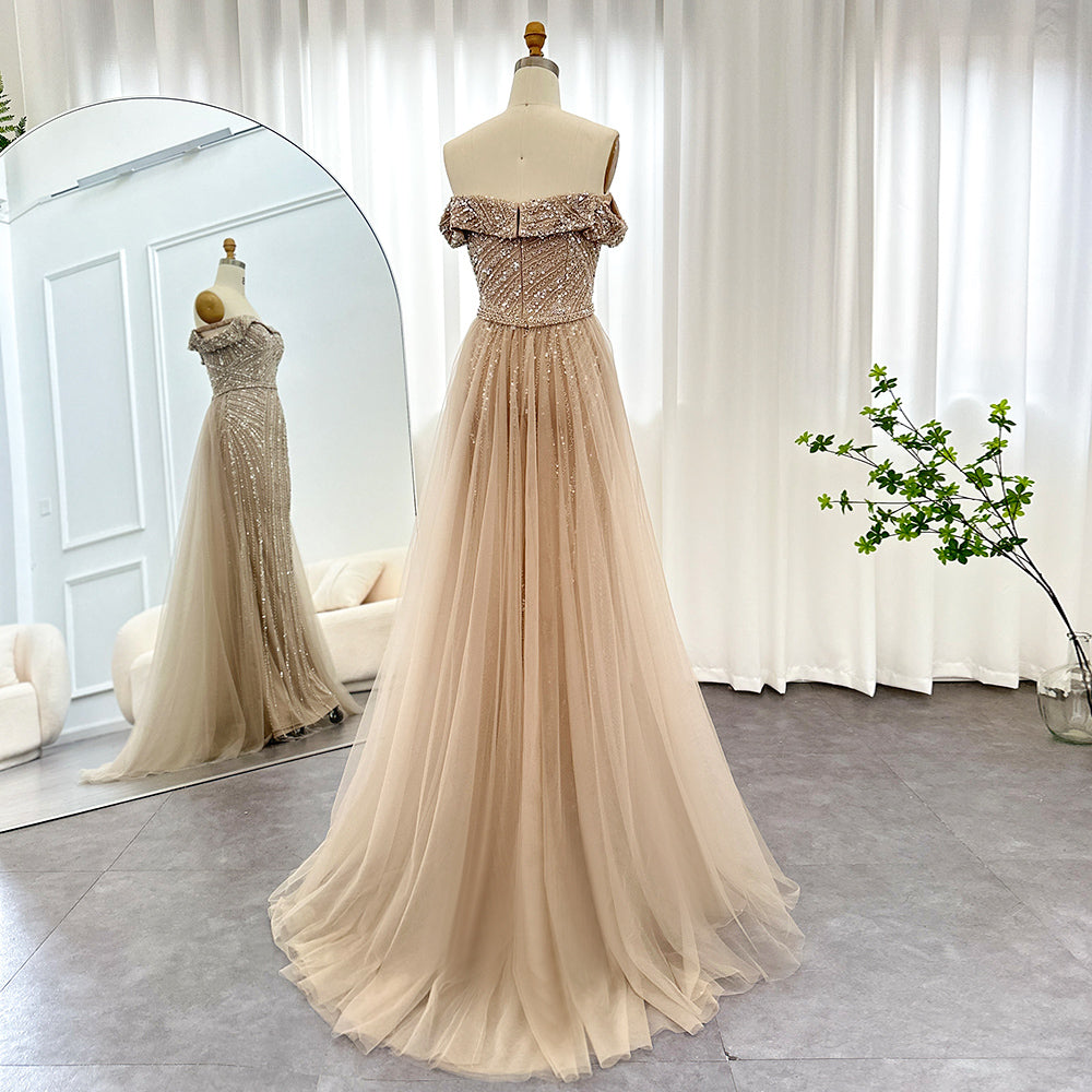 DreamyVow Elegant Off Shoulder Sage Green Overskirt Evening Dresses 2023 Luxury Dubai Women Wedding Formal Party Gowns 244