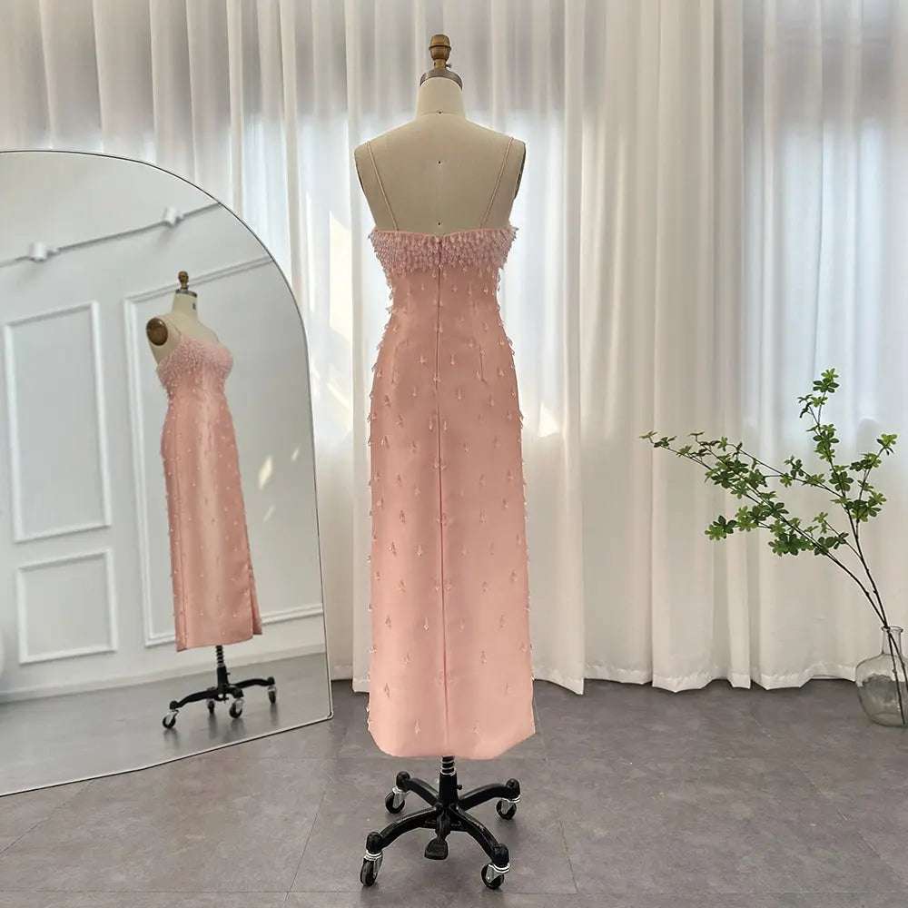 Final Sale Luxury Navy Blue Spaghetti Straps Midi Evening Dress SS315 Final Sale Luxury Navy Blue Spaghetti Straps Midi Evening Dress SS315