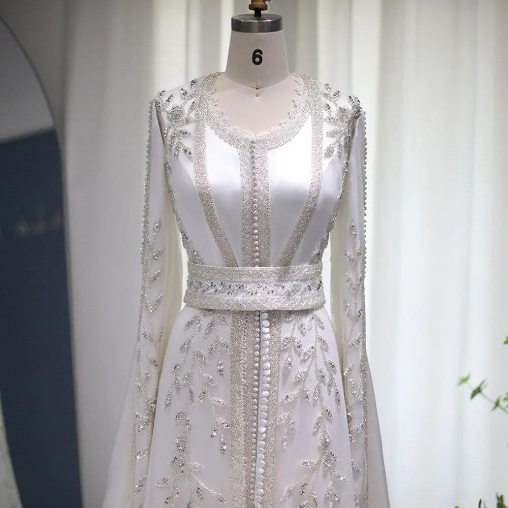 Luxury Moroccan Kaftan Ivory Long Sleeve Evening Dress SS439 Luxury Moroccan Kaftan Ivory Long Sleeve Evening Dress SS439