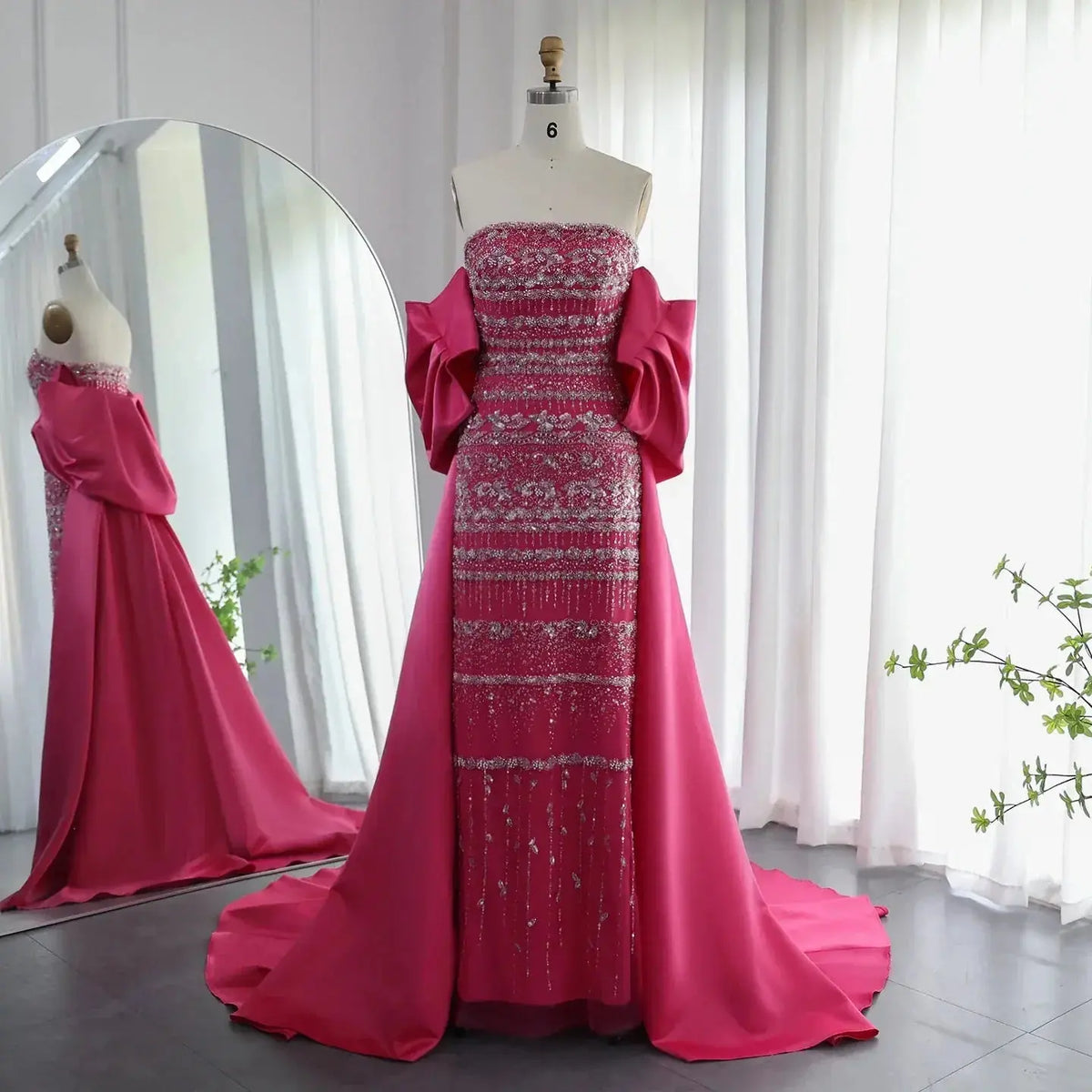 Luxury Sage Green Beaded Evening Dress with Cape SS238 Luxury Sage Green Beaded Evening Dress with Cape SS238
