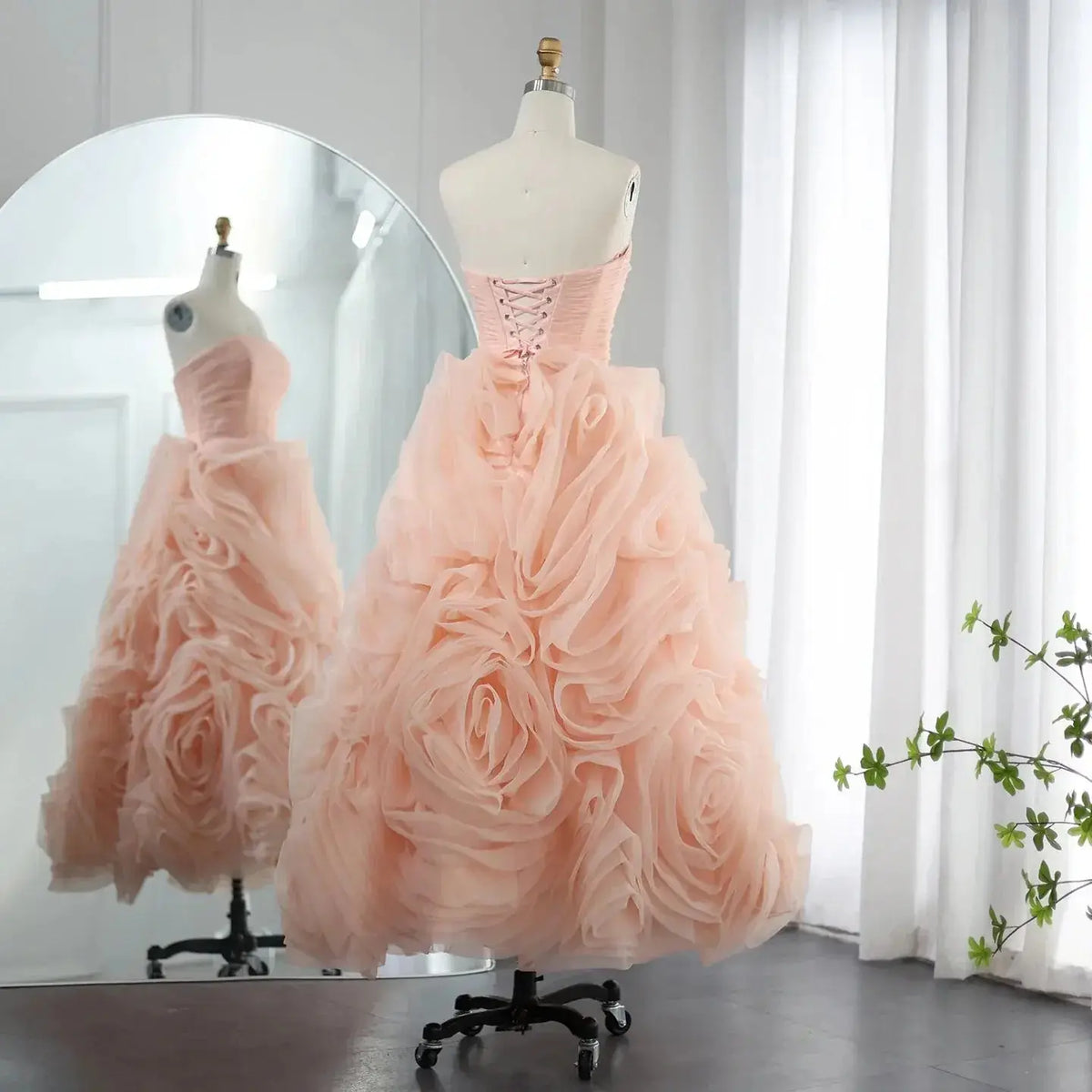 Luxury 3D Rose Flower Purple Strapless Evening Dress SS343 - SHARONSAID Luxury 3D Rose Flower Purple Strapless Evening Dress SS343 - SHARONSAID