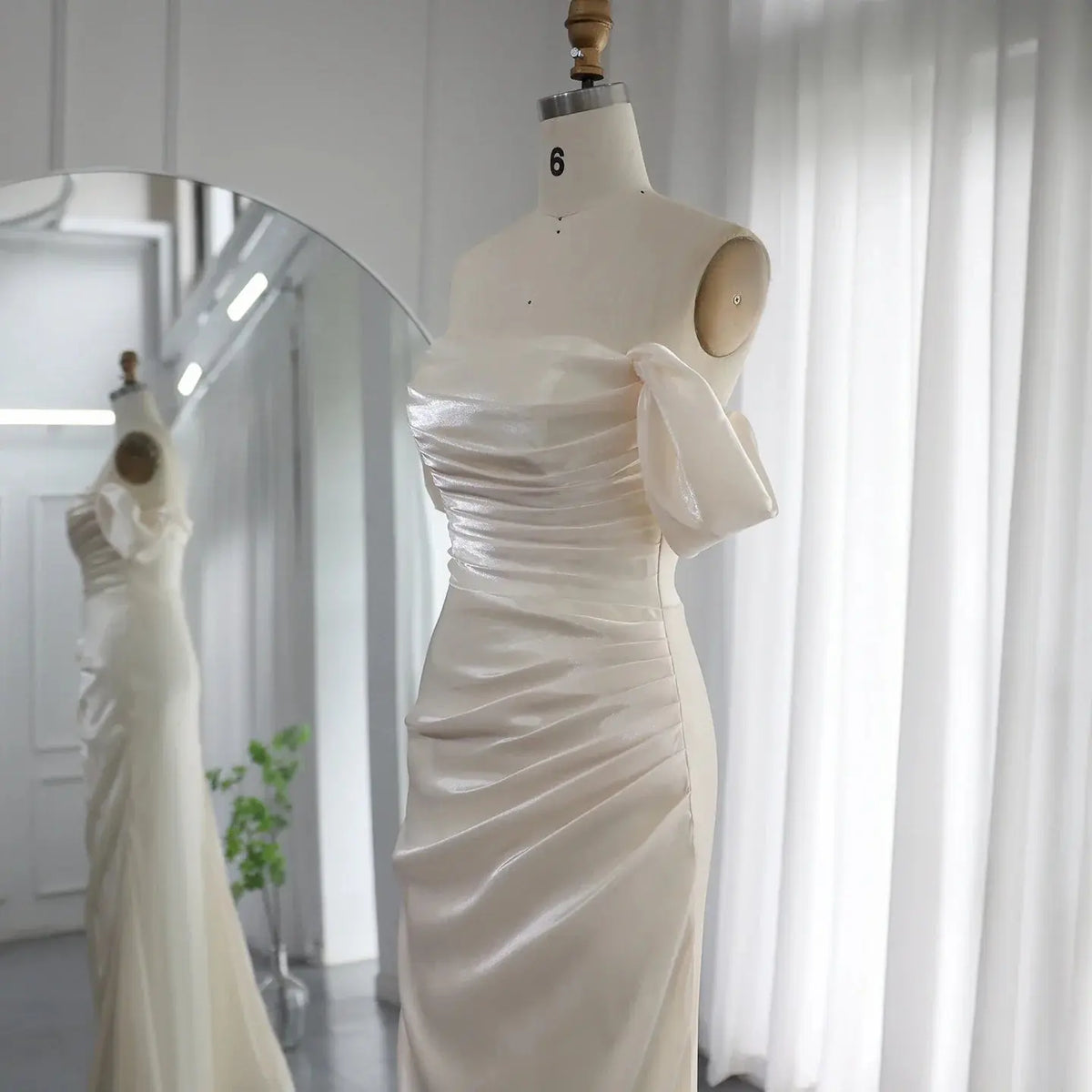 Elegant Off Shoulder Arabic Beige Evening Dress Mermaid SF001 Elegant Off Shoulder Arabic Beige Evening Dress Mermaid SF001