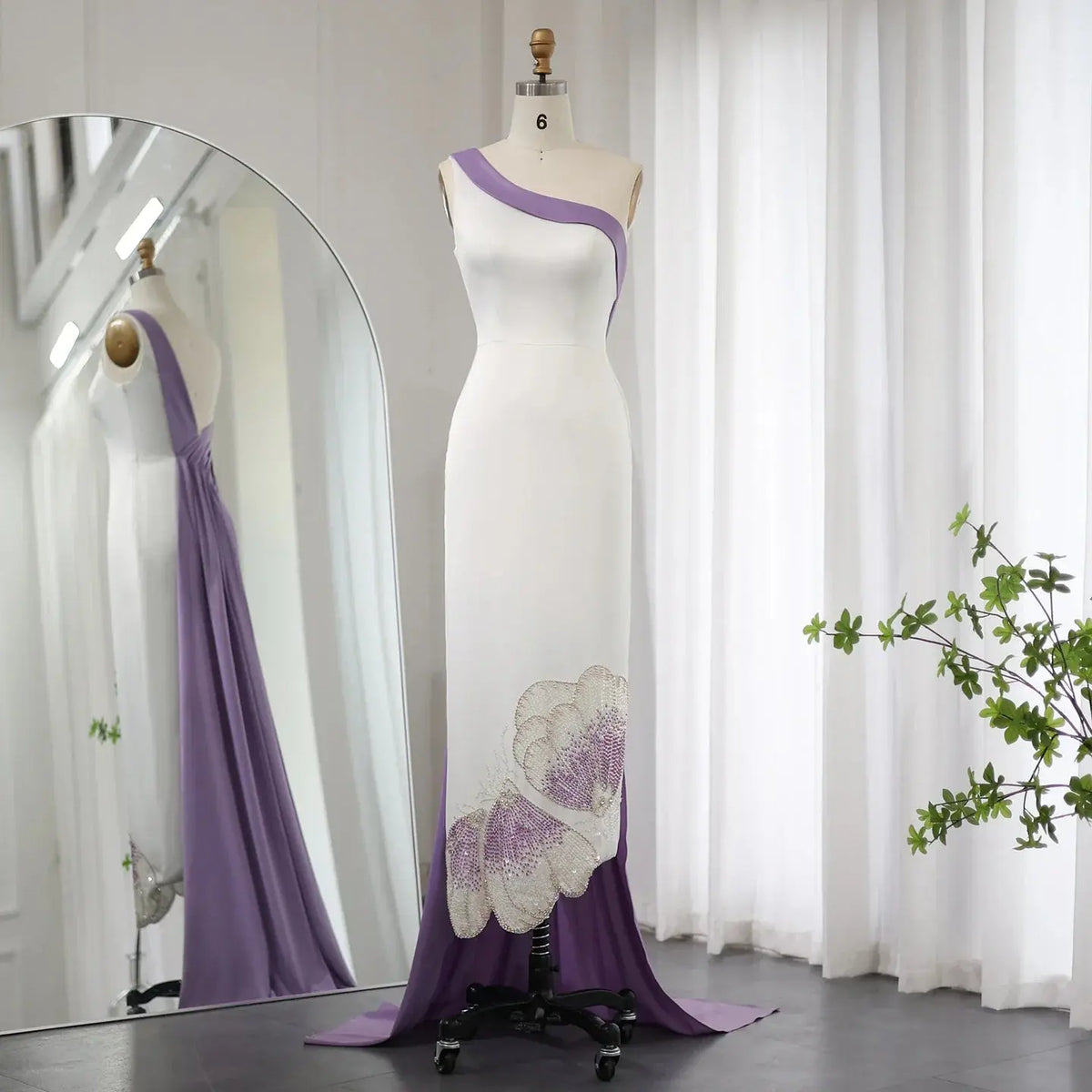 Luxury Butterfly Beaded One Shoulder White Evening Dress SS475 Luxury Butterfly Beaded One Shoulder White Evening Dress SS475