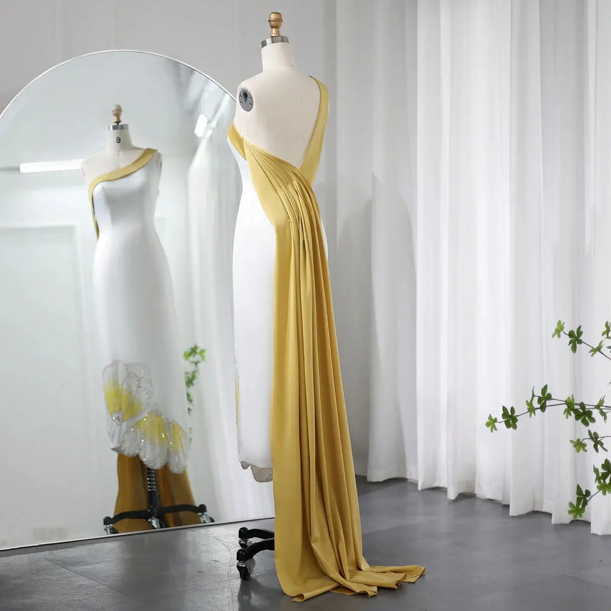 Luxury Butterfly Beaded One Shoulder White Evening Dress SS475 Luxury Butterfly Beaded One Shoulder White Evening Dress SS475