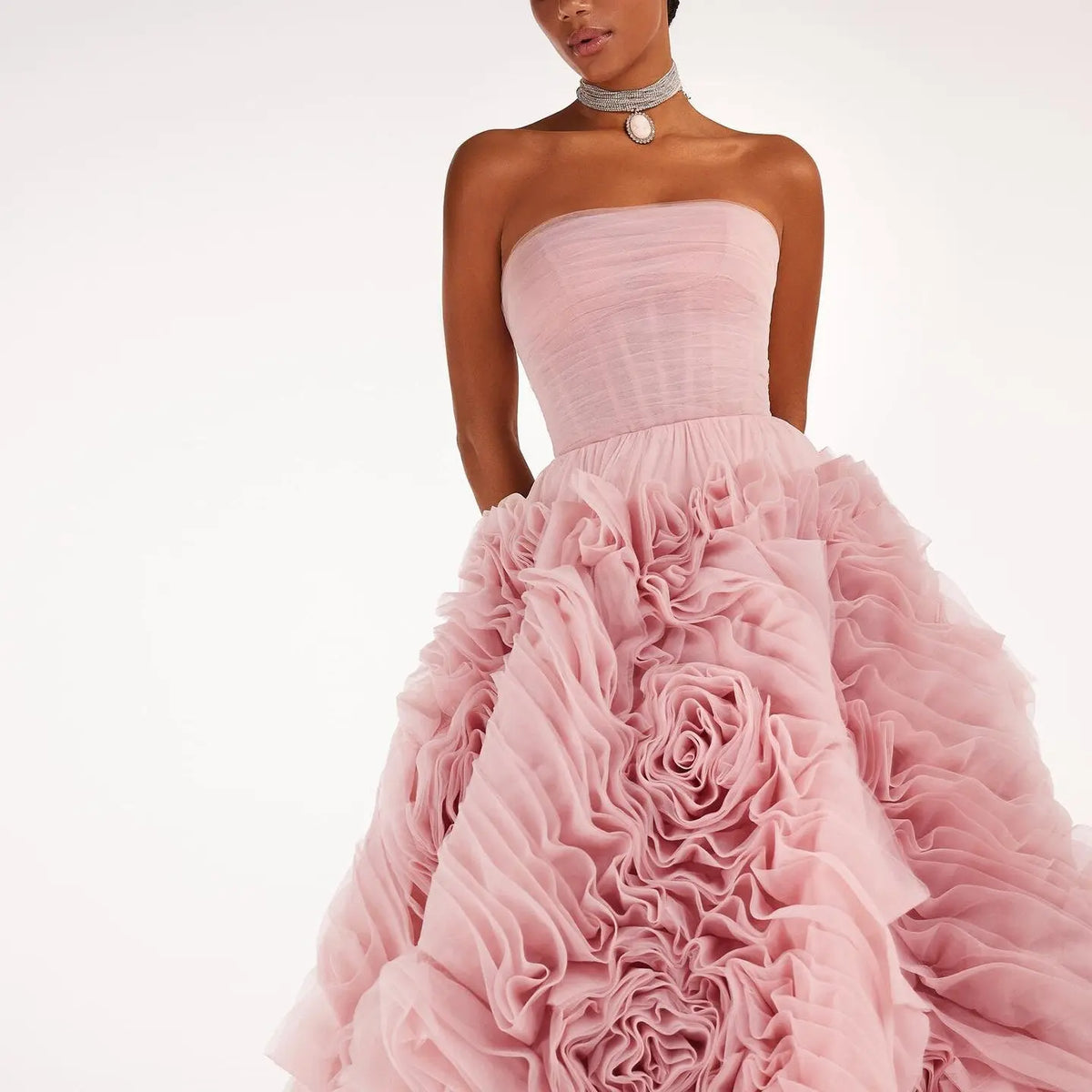 Luxury 3D Rose Flower Purple Strapless Evening Dress SS343 Luxury 3D Rose Flower Purple Strapless Evening Dress SS343
