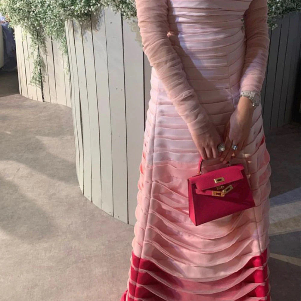 Dreamy Vow Gradual Pink Fuchsia Dubai Evening Dresses for 2023 Woman Wedding Birthday Party Arabic Long Formal Prom Gowns F 061