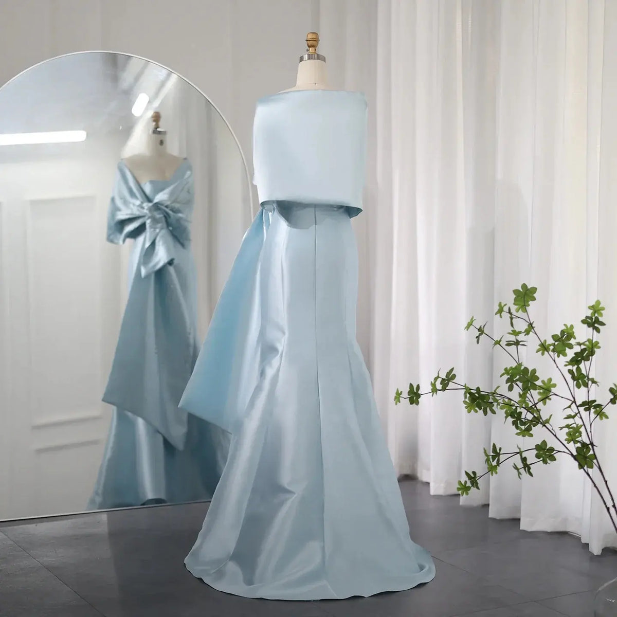 Luxury Blue Mermaid Evening Dress with Beaded Cape Shawl SS333 - SHARONSAID Luxury Blue Mermaid Evening Dress with Beaded Cape Shawl SS333 - SHARONSAID