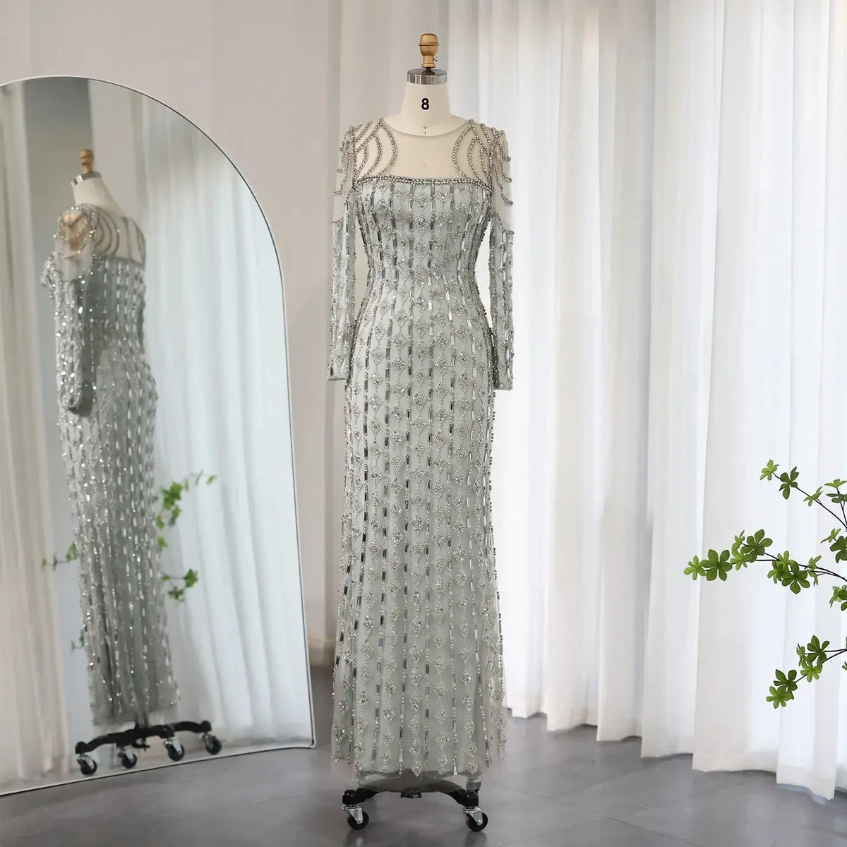 Luxury Sage Green Long Sleeves Mermaid Evening Dress SS398 SHARONSAID Luxury Sage Green Long Sleeves Mermaid Evening Dress SS398 SHARONSAID