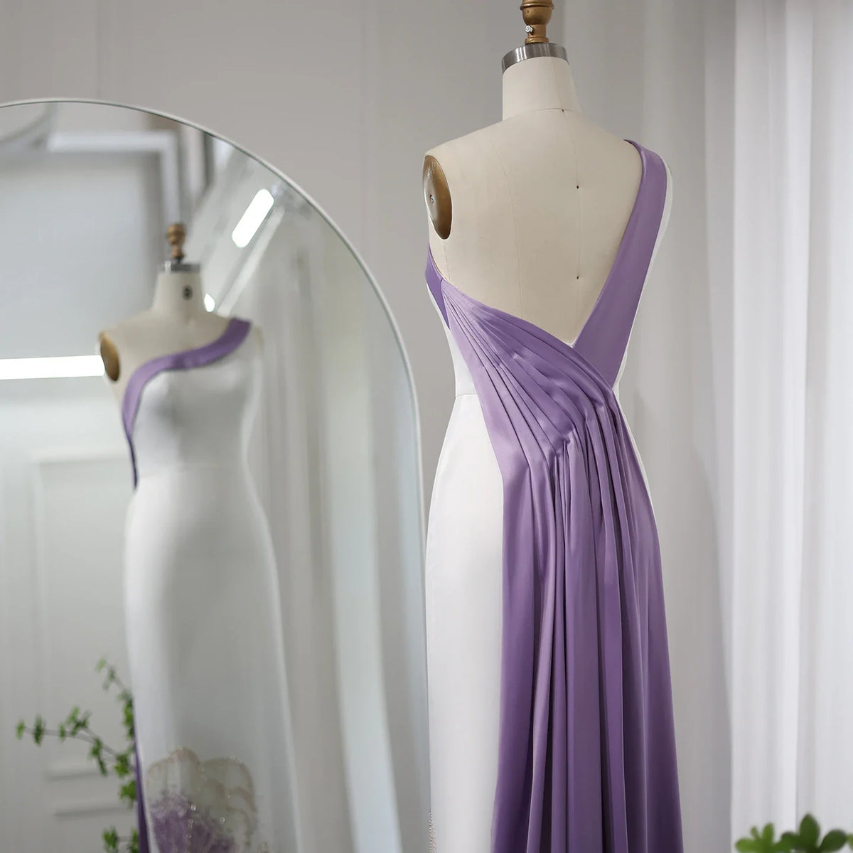 Luxury Butterfly Beaded One Shoulder White Evening Dress Luxury Butterfly Beaded One Shoulder White Evening Dress