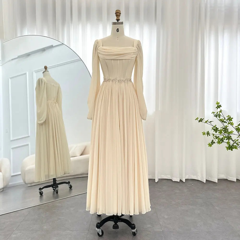 Elegant Beige Long Sleeves Short Evening Dress SF267 Elegant Beige Long Sleeves Short Evening Dress SF267