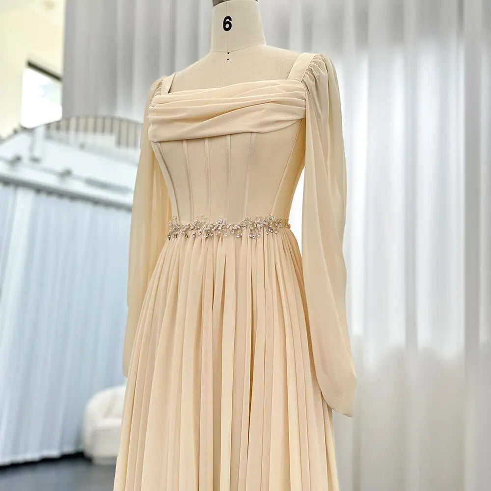 Elegant Beige Long Sleeves Short Evening Dress SF267 Elegant Beige Long Sleeves Short Evening Dress SF267