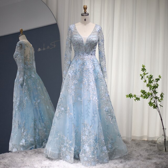 Dreamy Vow Elegant Long Sleeve Arabic Evening Dresses Luxury Dubai Plus Size Formal Party Dress for Women Wedding Guest 041