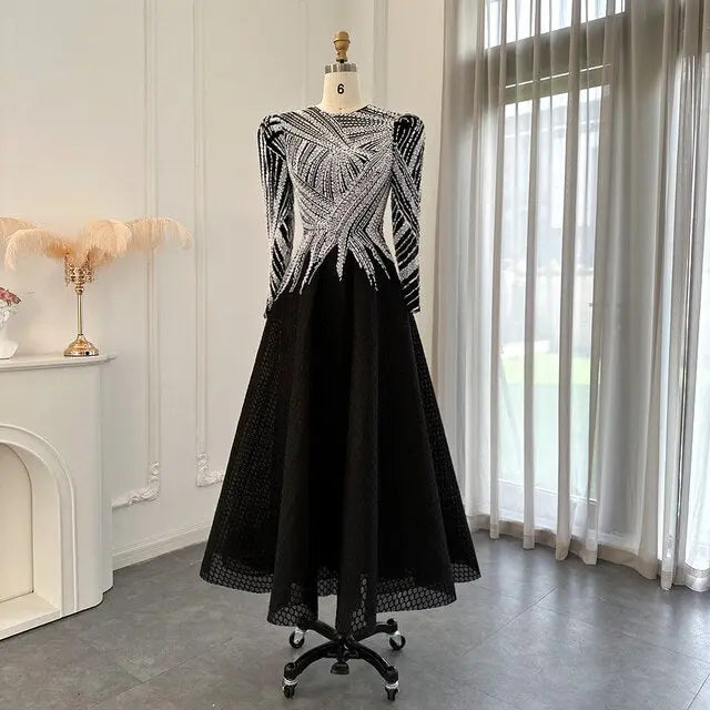 Final Sale Luxury Black Short Muslim Long Sleeves Evening Dress SS212 Final Sale Luxury Black Short Muslim Long Sleeves Evening Dress SS212