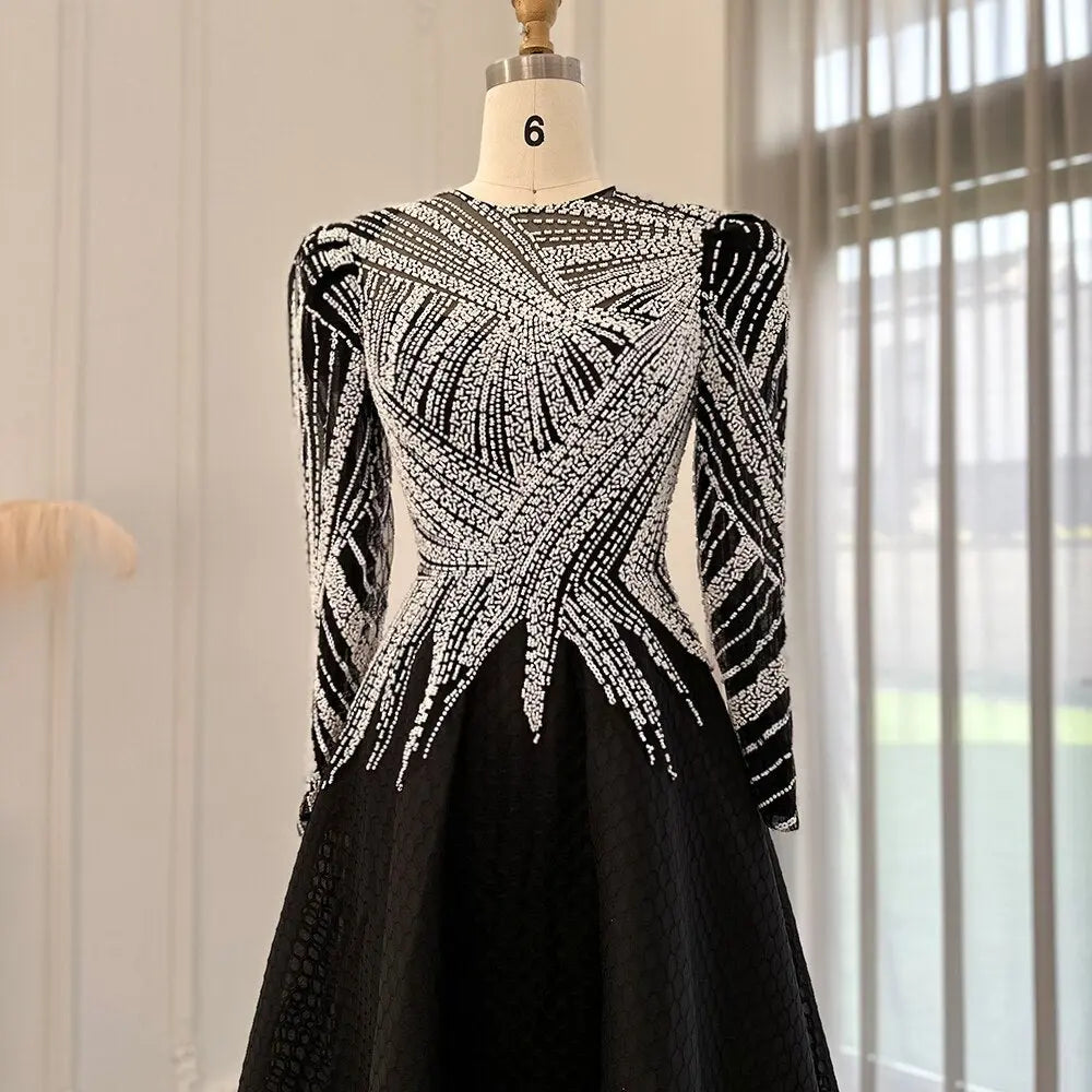 Final Sale Luxury Black Short Muslim Long Sleeves Evening Dress SS212 Final Sale Luxury Black Short Muslim Long Sleeves Evening Dress SS212