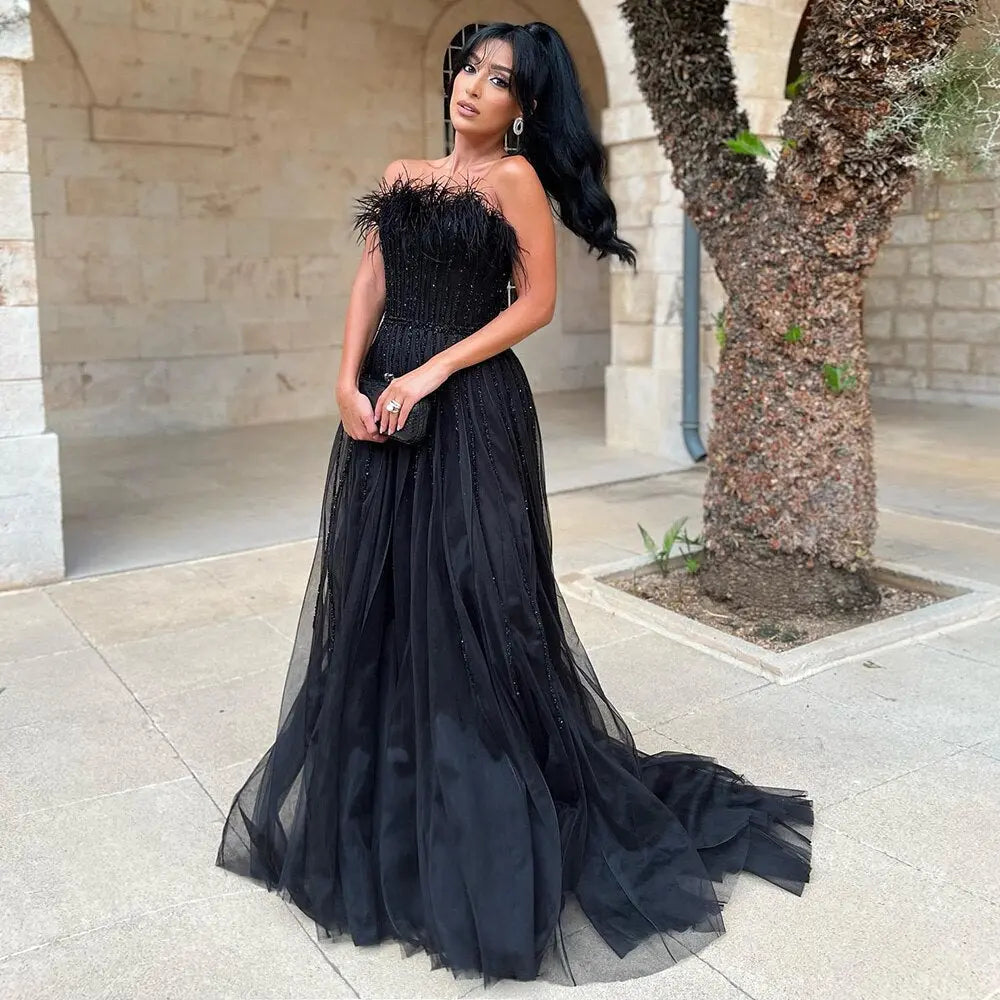 Final Sale Luxury Pink Feathers Strapless Evening Dress SS401 Final Sale Luxury Pink Feathers Strapless Evening Dress SS401