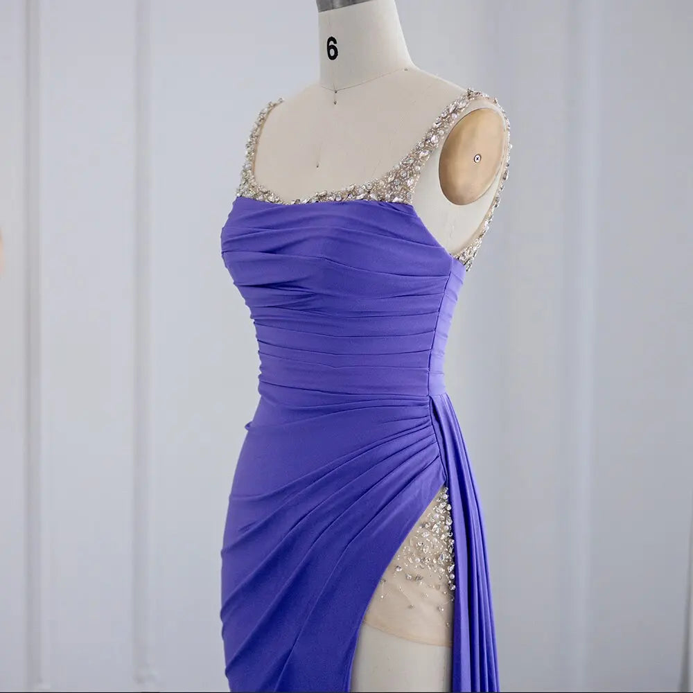 For Sale Luxury Purple High Slit Long Cocktail Party Dress SH022 - SHARONSAID For Sale Luxury Purple High Slit Long Cocktail Party Dress SH022 - SHARONSAID