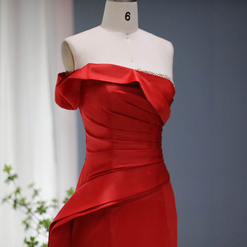 Dreamy Vow Sexy Red Mermaid Long Prom Dresses Elegant One Shoulder Dubai Evening Dress for Women Wedding Party Graduation 405